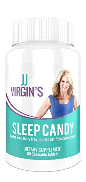 JJ Virgin - Sleep Candy, Great Tasting Chewable Sleep Aid with Melatonin, 5-HTP, B6, Inositol and L-Theanine, 60 Tablets