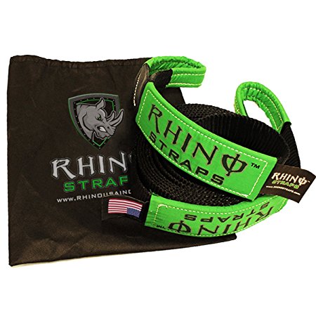 RHINO USA Recovery Tow Strap 3" x 30ft - Lab Tested 31,518lb Break Strength - Heavy Duty Draw String bag Included - Triple Reinforced Loop End to Ensure Peace of Mind - Emergency Off Road Towing Rope