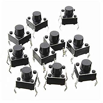 6x6x6mm Momentary Push Button Switch 10 pack - 4Pin DIP Micro PCB tactile by Corpco