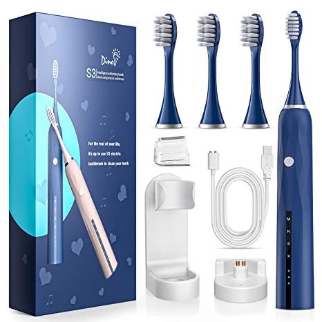 BEBONCOOL Electric Toothbrush, Latest Up and Down Clean Power Toothbrush Vibration Technology With 4 Modes, 30 Seconds Swap Area Smart Timer, 4 Brush Heads