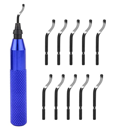 YXGOOD Hand Deburring Tool Kit Set- Practical for Cutting Deburrs Wood, Plastic, Aluminum, Copper and Steel (Blue, 10pcs)