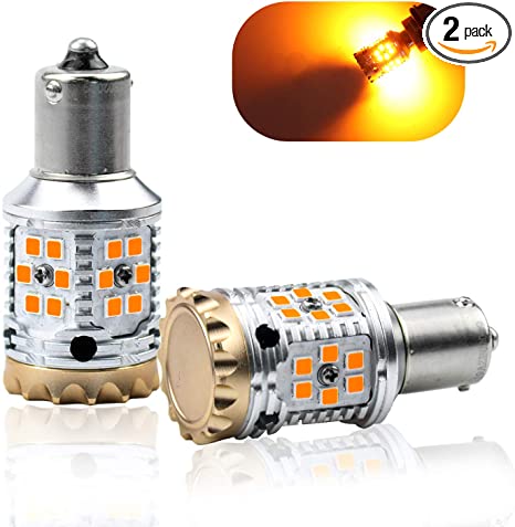 LivTee BAU15S 7507 1156PY PY21W LED Turn Signal Light Blinker Bulbs - Error Free Canbus - Anti Hyper Flash, Amber Yellow