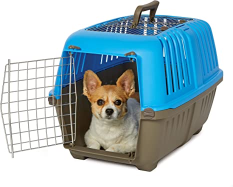 Midwest Spree Travel Pet Carrier, Dog Carrier Features Easy Assembly and Not The Tedious Nut & Bolt Assembly of Competitors, Ideal for Small Dogs & Cats, Blue, 24-Inch, Top Door
