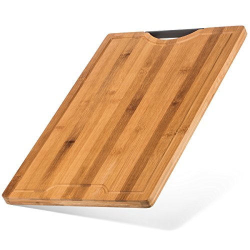 Best Designed Organic Bamboo Cutting Board - Thick Strong Bamboo (XL - 18" x 12")