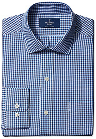 Buttoned Down Men's Classic Fit Spread-Collar Pattern Non-Iron Dress Shirt With Pocket