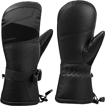 alpine swiss Mens Waterproof Gauntlet Ski Mittens Winter Sport Gloves Snowboarding Windproof Warm 3M Thinsulate