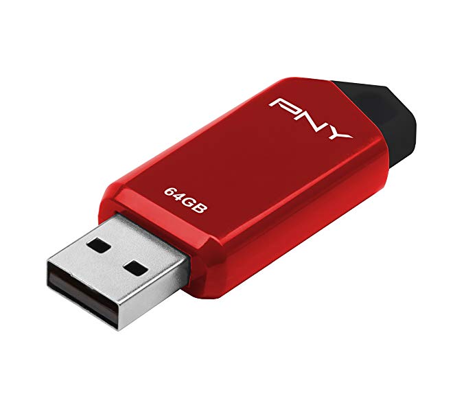 PNY Retract USB 2.0 Flash Drive, 64GB (P-FD64GRTC-GE)