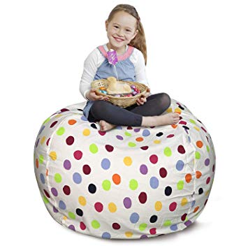 CALA Storage Bean Bag Chair - Ultimate Toy Organizer for Kids - Perfect Storage Solution for Plush Toys, Blankets, Towels & Clothes（Colours Polka Dot