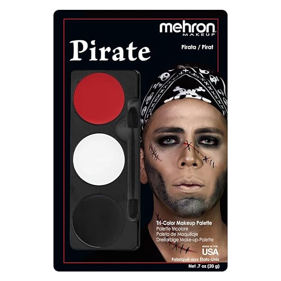 Mehron Makeup Tri-Color Halloween Makeup Kit Palette, PIRATE- Carded