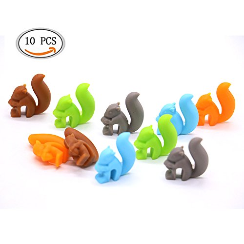 IDS 10PCS Cute Squirrel Shape Silicone Tea Bag Holder Cup Mug Candy Colors Gift Set