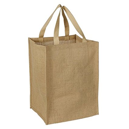 Natural Jute Burlap Grocery bag with cotton webbed handles size 11"W x 16"H x 12"Gusset - Carrygreen Bags