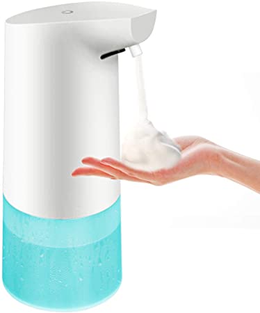 mixigoo Automatic Touchless Soap Dispenser 400ML - 14 OZ Liquid Dispenser 3 Adjustable Dispensing Volume, IP65 Waterproof, Anti-Leakage, Electric Soap Dispenser for Kids,Adults, Kitchen (Warm White)