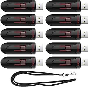 SanDisk 32GB (10 Pack) Cruzer Glide USB 3.0 Flash Drive SDCZ600-032G Bundle with (1) GoRAM Black Lanyard (32GB, 10 Pack)