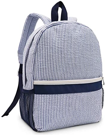 Seersucker Backpack Kindergarten Toddler Backpack Preppy Kids School Bookbag (Blue)