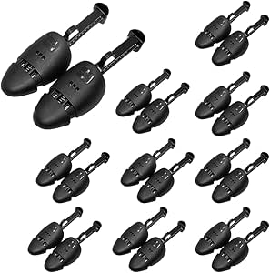 WAJJ 10 Pairs Upgraded Practical Adjustable Length Men Shoe Tree Stretcher Holder Shaper Support(Tension Black)