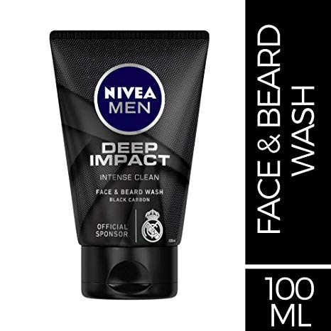 NIVEA MEN Face & Beard Wash, Deep Impact Intense Clean, 100ml