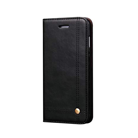 Pirum Magnetic Flip Cover for Samsung Galaxy S9 Leather Case Wallet Slim Book Cover with Card Slots Cash Pocket Stand Holder - Black