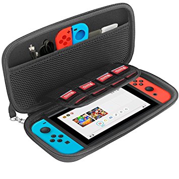 BOVKE EVA Shockproof Hard Protective Case Carrying Travel Storage Pouch Cover Bag for Nintendo Switch Console,Black