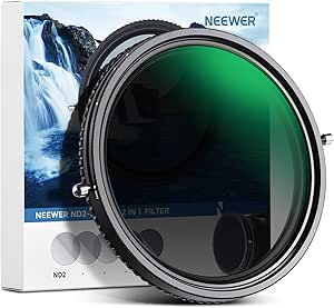 NEEWER 2 in 1 43mm Variable ND Filter ND2–ND32&CPL Filter(Circular Polarizer Filter) No X Cross/30 Layer Nano Coated/HD Optical Glass/Ultra Slim Aluminum Alloy Frame/Water Repellent/Scratch Resistant