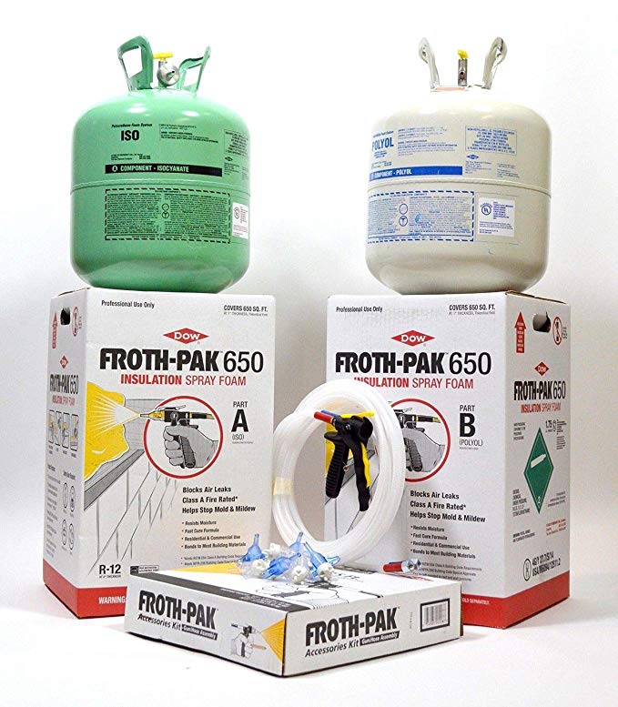 Dow Froth Pak 650, Spray Foam Insulation Kit, Class A fire rated 650 sq ft