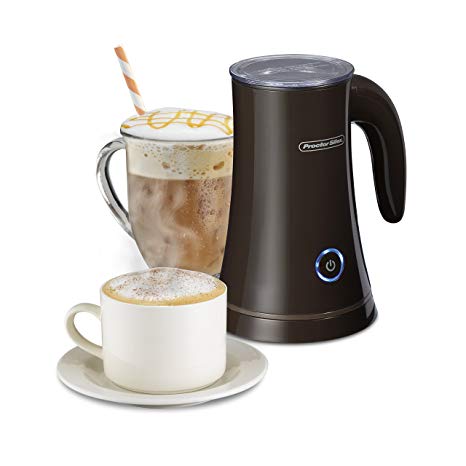 Proctor Silex 43555 Electric Milk Frother & Steamer for Latte and Cappuccino Foam, 7.9 Inches, Brown