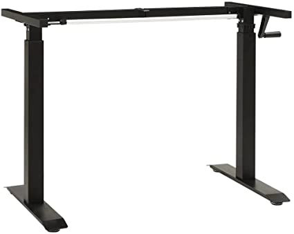vidaXL Manual Height Adjustable Standing Desk Frame Hand Crank Ergonomic Stand up Desk Frame Workstation Sit to Stand Riser Base Black