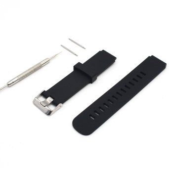 Rerii 18mm Width Silicone Band Strap with Quick-Release Pins for Huawei WatchEasy For Adjusting Silicone Black