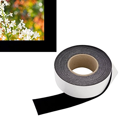 Contrast Boosting Black Border Tape for Projector Screens - Velvet Felt Frame Material (2 Inch Wide x 60 Foot Long Roll) - Premium Grade Flock w/ Adhesive Backing - DIY Craft Kit for Projection Paint