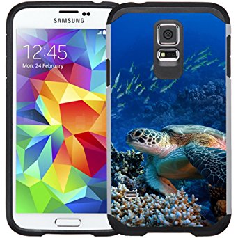 Galaxy S5 Case - Armatus Gear (TM) Slim Hybrid Armor Case Protective Cover for Samsung Galaxy S5 / Galaxy SV / Galaxy S V - Sea Turtle