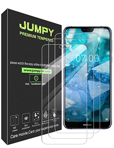 [3-Pack] JUMPY for Nokia 7.1 Screen Protector, 9H Hardness Premium Tempered Glass with Lifetime Replacement Warranty