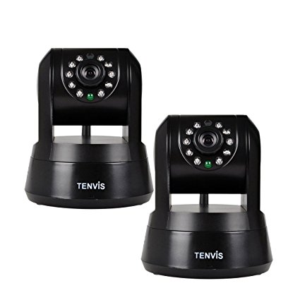 2PCS TENVIS TZ100 HD Wireless IP/Network Security Surveillance Camera, Remote Video Monitoring, Snapshot, Store Video,Pan & Tilt, Plug & Play, with Night Vision, Motion Detection with Alert (Black)
