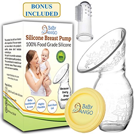 When Every Drop Counts - Breast Milk Saving Made Easy - Effortless Manual Breastfeeding Suction Pump - Baby Finger Toothbrush Included– 100% Food Grade BPA Free FDA Silicone–Flexible & Lightweight