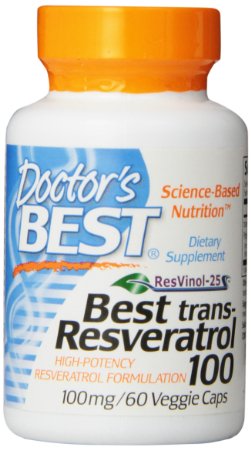 Doctors Best Best trans-Resveratrol 100 Featuring ResVinol-25 100 mg Vegetable Capsules 60-Count