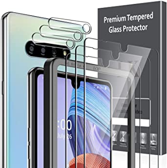 6 Pack LK 3 Pack Screen Protector   3 Pack Camera Lens Protector Compatible with LG stylo 6, Tempered Glass, Easy Frame Installation, HD Ultra-Thin