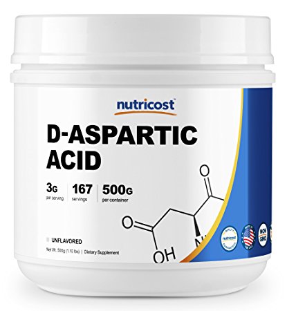 Nutricost D-Aspartic Acid (DAA) Powder 500G - High Quality D-Aspartic Acid