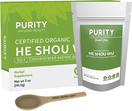 Certified Organic He Shou Wu - Large 5oz Bag, 30:1 Potency Fo Ti for Maximum Effectiveness, Traditionally Prepared, Pleasantly Mild Taste, Dissolves Easily in Coffee or Tea, Concentrated Extract
