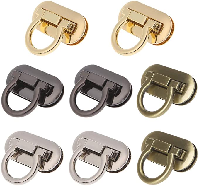 MISAZ 8 Pack Turn Lock Clasp Purse Closure Twist Locks Fasteners Metal Hardware Clip Clasp Buckles for DIY Handbag Shoulder Handle Bags Craft Making
