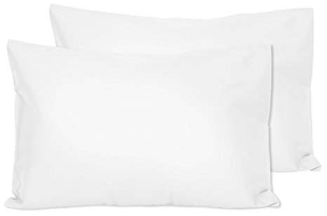 2 Ivory White Toddler Pillowcases - Envelope Style - For Pillows Sized 13x18 and 14x19 - 100% Cotton With Sateen Weave - Machine Washable - 2 Pack