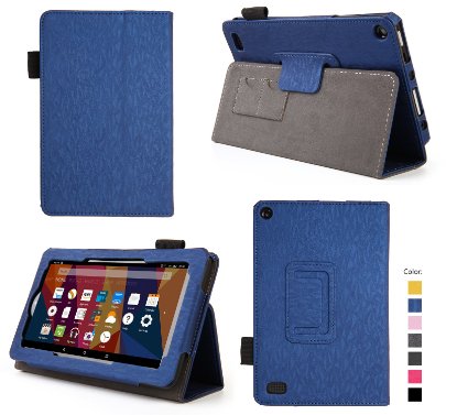 Case for Fire 7 - Premium Folio Case with Stand for the NEW Fire, 7" Display (Sept, 2015 Release) (Imprint Blue)