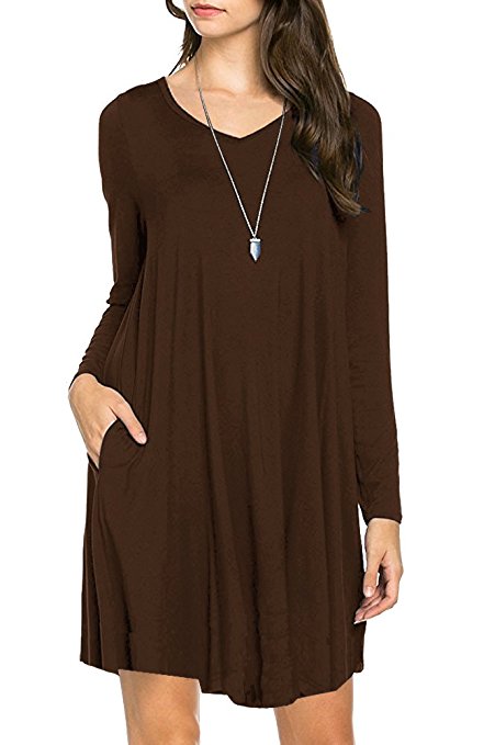 VIISHOW Women's Long Sleeve Casual Loose T-Shirt Dress