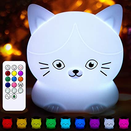 Cat Lamp Cat Nursery Light Kids Night Light for Christmas Living Room Decoration with 9 Different Color Modes