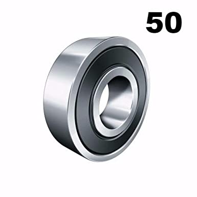 Fifty (50) 608-2RS 8x22x7 Precision Double Shielded Greased Ball Bearings 608 RS