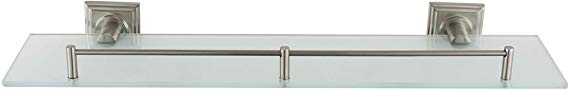 MODONA 20.5" Frosted Glass Square Shelf with Pre-Installed Rail - Satin Nickel - Square Series - 5 Year Warranty