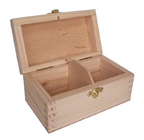 Unpainted Wooden Tea Bag Box -2 Compartments