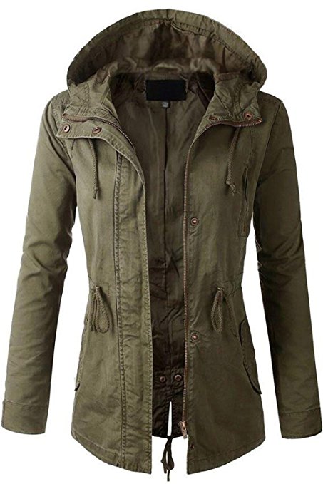 Fashion Boomy Womens Zip Up Military Anorak Jacket W/Hood