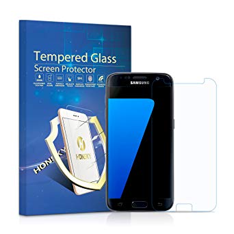 Honsky 3 Pack Tempered Glass Screen Protector for Samsung Galaxy S7, HD Crystal Clear/9H Hard/Case Friendly/Bubble Free/Thin Ballistic Front Screen Protection Protective Cover Guard Film Shield