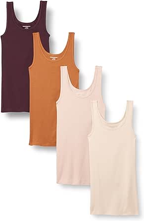 Amazon Essentials Women's Slim-Fit Tank, Pack of 4