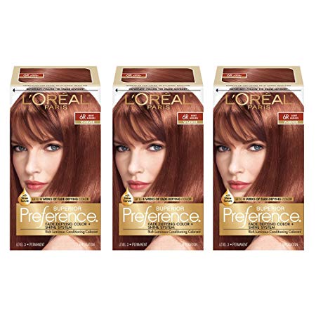 L'Oréal Paris Superior Preference Permanent Hair Color, 6R Light Auburn, 3 Count