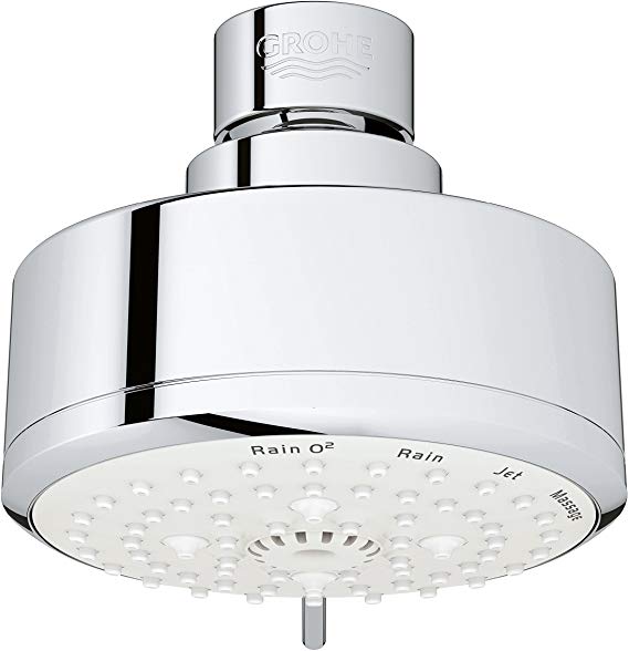 GROHE 26043001 Tempesta Cosmopolitan 100 4 Spray Functions Shower Head, Starlight Chrome