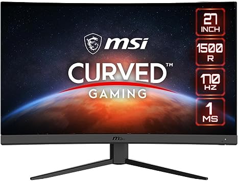 MSI Full HD Non-Glare 1ms 2560 x 1440 170Hz Refresh Rate 2K Resolution Free Sync 27" Curved Gaming Monitor (Optix G27CQ4 E2) - Black